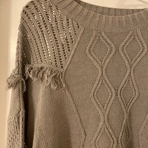 Gray sweater fringe detail on sleeveNordstrom rack